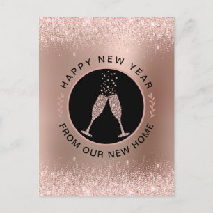 Nieuwjaar Nieuw Huis Roze Goud Adreswijziging Briefkaart