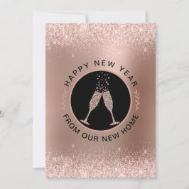 Nieuwjaar Nieuw Huis Roze Goud Adreswijziging Feestdagenkaart