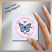 Nieuwjaar Nieuw Je Vlieg Hi Butterfly - Magnetisch