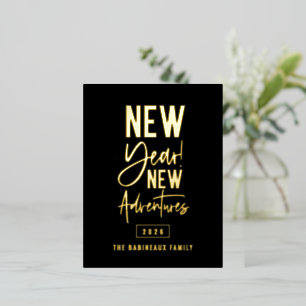Nieuwjaar nieuwe avonturen folie feestdagen briefkaart