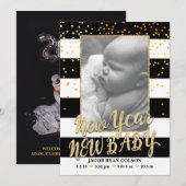 Nieuwjaar Nieuwe Baby Baby Geboorteaankondiging Kaart (Voorkant / Achterkant)