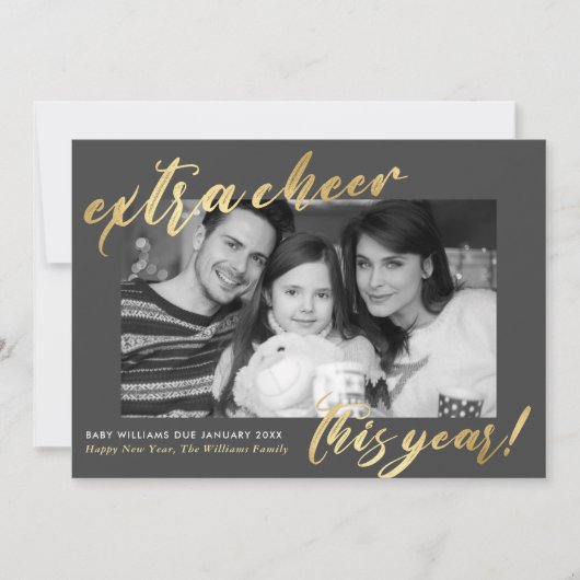 Nieuwjaar Nieuwe Baby Foto Zwangerschap Aankondigi Aankondiging (Voorkant)