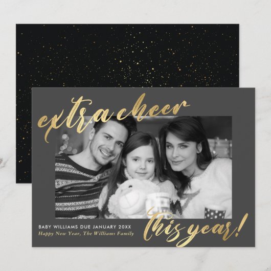 Nieuwjaar Nieuwe Baby Foto Zwangerschap Aankondigi Aankondiging (Voorkant / Achterkant)