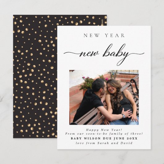 Nieuwjaar nieuwe baby foto's Zwangerschap Feestdagenkaart (Voorkant / Achterkant)