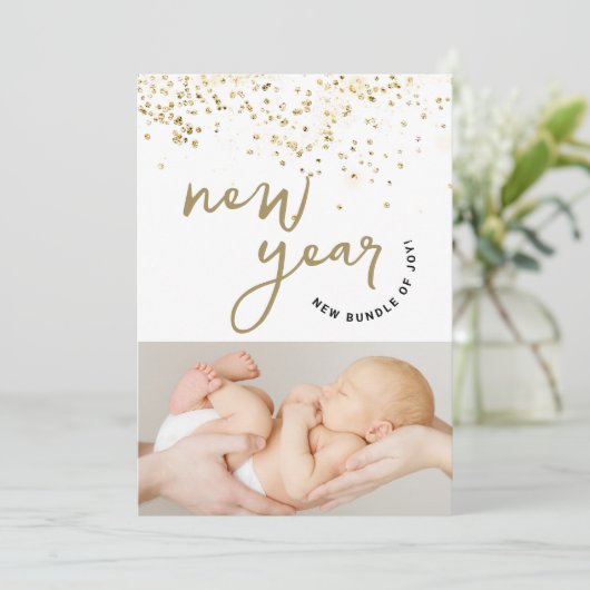Nieuwjaar Nieuwe Bundel van Joy confetti Nieuwe ba Aankondiging (Staand voorkant)