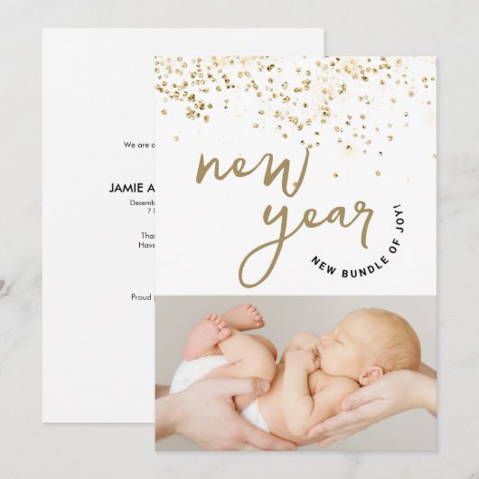 Nieuwjaar Nieuwe Bundel van Joy confetti Nieuwe ba Aankondiging (Voorkant / Achterkant)