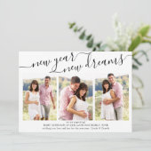 Nieuwjaar nieuwe dromen legant script 3 Foto Feestdagenkaart (Staand voorkant)