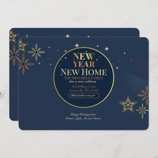 Nieuwjaar nieuwe mededeling over thuisbeweging aankondiging (Voorkant / Achterkant)