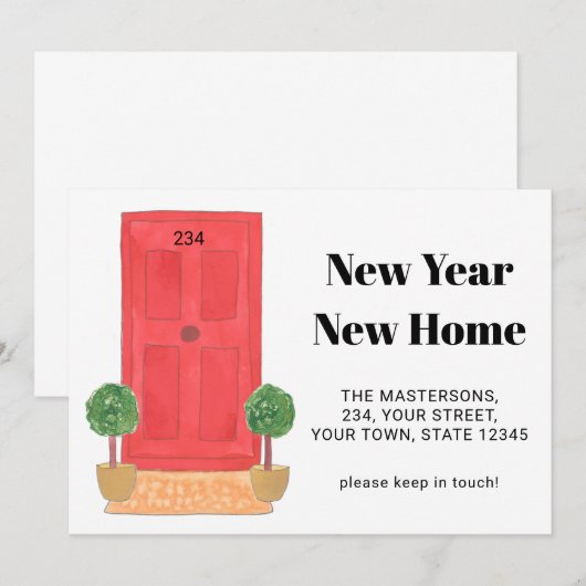 Nieuwjaar nieuwe mededeling over thuisbeweging aankondiging (Voorkant / Achterkant)