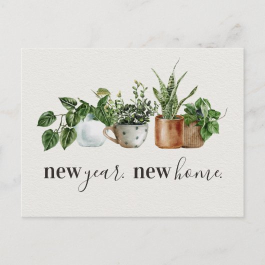 Nieuwjaar nieuwe mededeling over thuisbeweging aankondigingskaart (Voorkant)