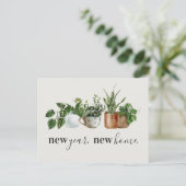Nieuwjaar nieuwe mededeling over thuisbeweging aankondigingskaart (Staand voorkant)