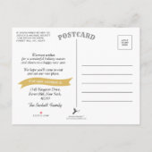 Nieuwjaar, nieuwe mededeling thuisvakantie aankondigingskaart (Achterkant)