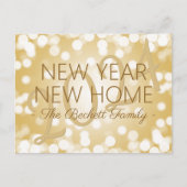 Nieuwjaar, nieuwe mededeling thuisvakantie aankondigingskaart (Voorkant)