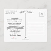 Nieuwjaar, nieuwe mededeling thuisvakantie aankondigingskaart (Achterkant)