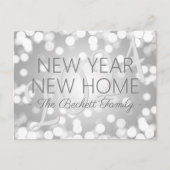 Nieuwjaar, nieuwe mededeling thuisvakantie aankondigingskaart (Voorkant)