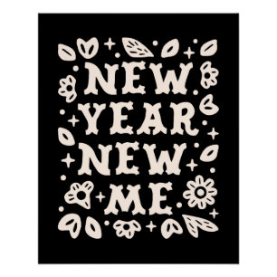 Nieuwjaar nieuwe mij resoluties zwarte heksenachti perfect poster