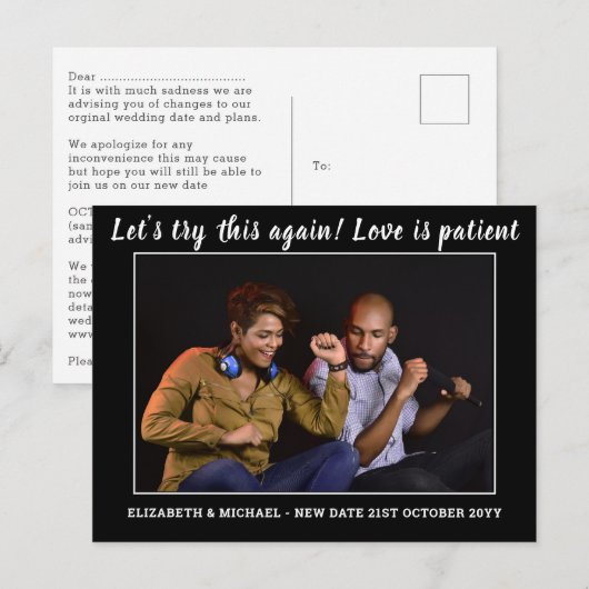 Nieuwjaar nieuwe planning Datum BUDGET Fotobruilof Briefkaart (Voorkant / Achterkant)