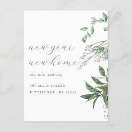 Nieuwjaar nieuwe thuiswijziging van adresverplaats briefkaart
