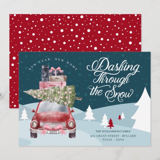 Nieuwjaar nieuwe Waterverf Rode Retro voor Thuisge Feestdagenkaart (Voorkant / Achterkant)