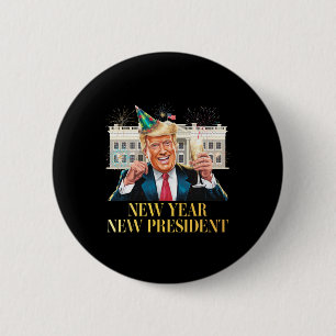 Nieuwjaar Nieuwjaar President Funny Trump Nieuwjaa Ronde Button 5,7 Cm
