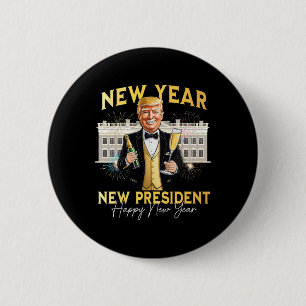 Nieuwjaar Nieuwjaar President Funny Trump Nieuwjaa Ronde Button 5,7 Cm