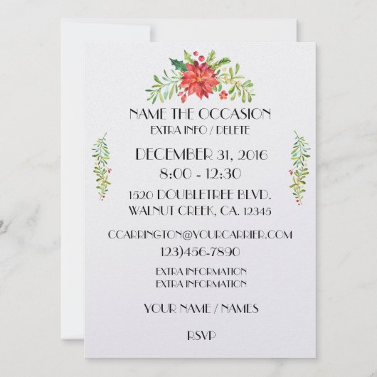 Nieuwjaar of kerst uitnodiging (Achterkant)