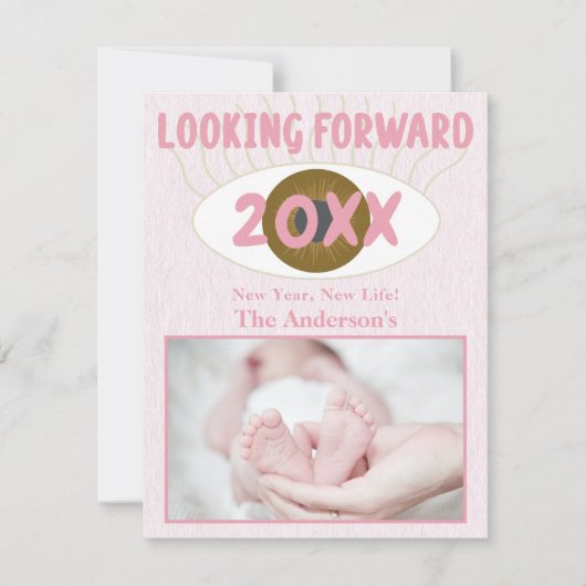 Nieuwjaar op zoek naar familiefeest Pink Feestdagenkaart (Voorkant)