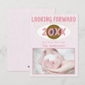 Nieuwjaar op zoek naar familiefeest Pink Feestdagenkaart (Voorkant / Achterkant)