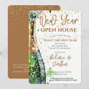 Nieuwjaar Open House Toast het Jaar Party Kaart