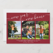 Nieuwjaar oud legant script 3 Foto rood Feestdagenkaart (Voorkant)