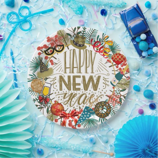 Nieuwjaar Papieren Bordje (Feest)