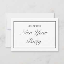 Nieuwjaar Party Modern Minimalistisch Wit Zwart RSVP Kaartje