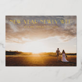 Nieuwjaar Pas getrouwd Folie Feestdagenkaart (Voorkant)