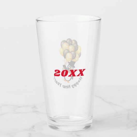 Nieuwjaar Penguin Glass Cup Glas (Achterkant)