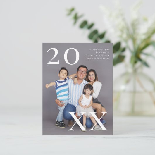 Nieuwjaar persoonlijke foto (briefkaart terug) briefkaart (Staand voorkant)