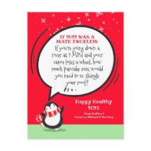 Nieuwjaar Pinguïn Funny Wiskunde Probleem op maat