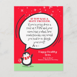 Nieuwjaar Pinguïn Funny Wiskunde Probleem op maat Feestdagenkaart