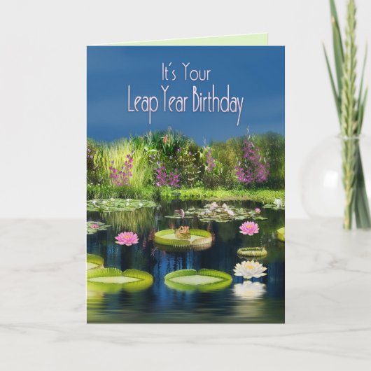 Nieuwjaar, Pond, Lutus Flowers/Kikker Kaart (Voorkant)