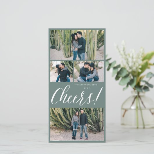 Nieuwjaar Proost Script Moderne vakantie fotokaart Feestdagenkaart (Staand voorkant)