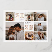 Nieuwjaar raster | Moderne fotocollage Folie Feestdagenkaart (Voorkant)