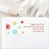 Nieuwjaar retour adres labels kleurrijke sneeuw (Insitu)