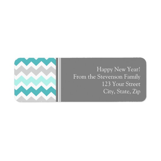 Nieuwjaar retour adreslabels grijs blauw etiket (Voorkant)