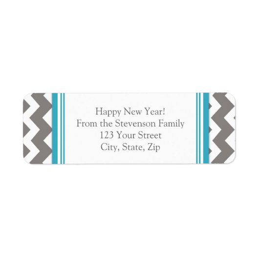 Nieuwjaar retour adreslabels grijs Chevron Etiket (Voorkant)