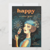  Nieuwjaar Retro Happy Feestdagenkaart (Voorkant)