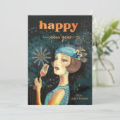  Nieuwjaar Retro Happy Feestdagenkaart (Staand voorkant)