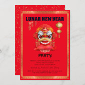 Nieuwjaar Rode en Gold Lunar Kaart (Voorkant / Achterkant)