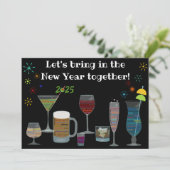 Nieuwjaar rond de wereldcocktails kaart (Staand voorkant)