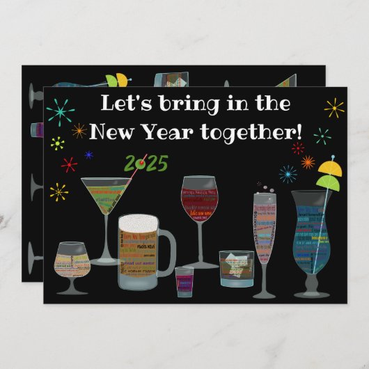 Nieuwjaar rond de wereldcocktails kaart (Voorkant / Achterkant)