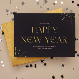 Nieuwjaar roze en Gold Happy Briefkaart