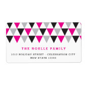 Nieuwjaar roze geometrische driehoeksfeestdag etiket (Voorkant)